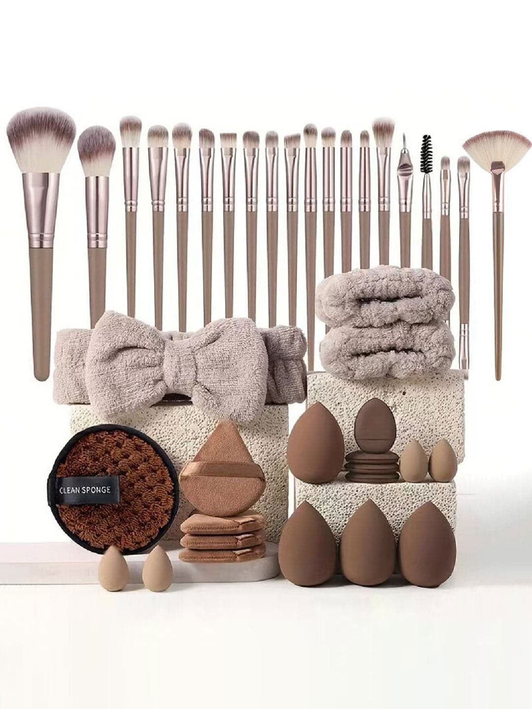 Kit 40 pincéis maquilhagem com esponja