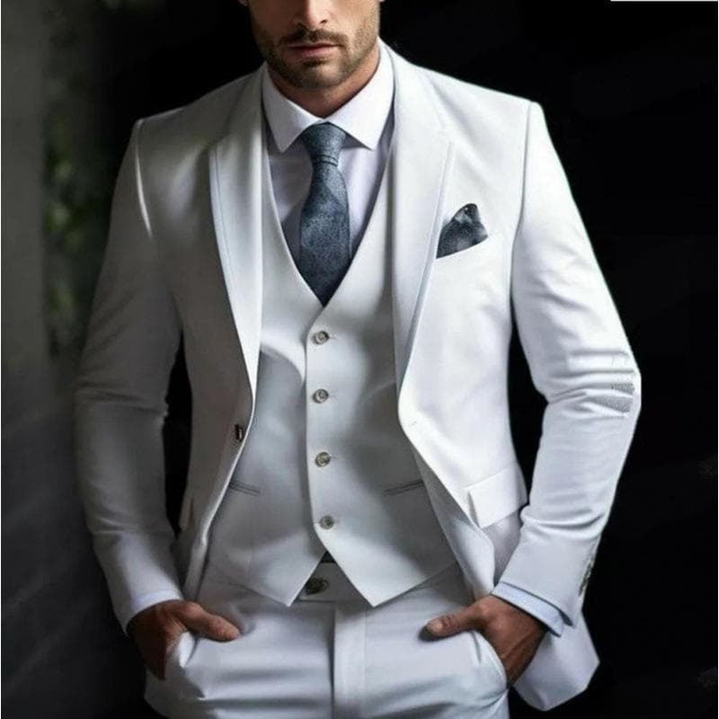 Fato masculino 3 peças cor lisa para eventos