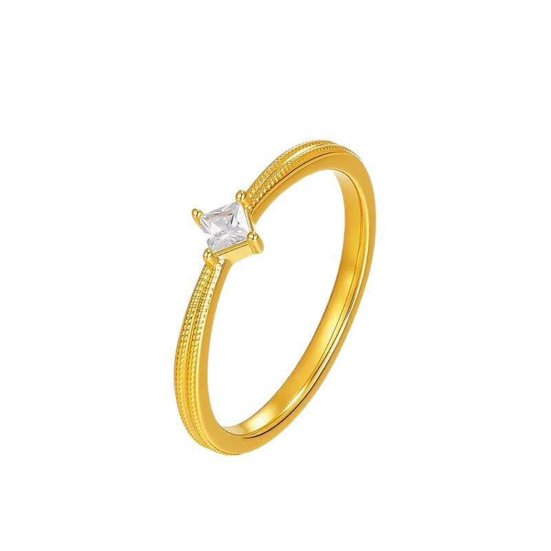 Anel princesa em ouro 18K com diamantes
